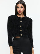 Breanna Chunky Knit Cardigan - Black by Alice & Olivia | 25 South Boutiques