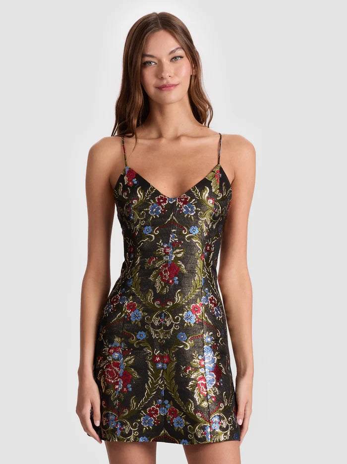 Tayla Mini Dress - Black Multi by Alice & Olivia — alternate view