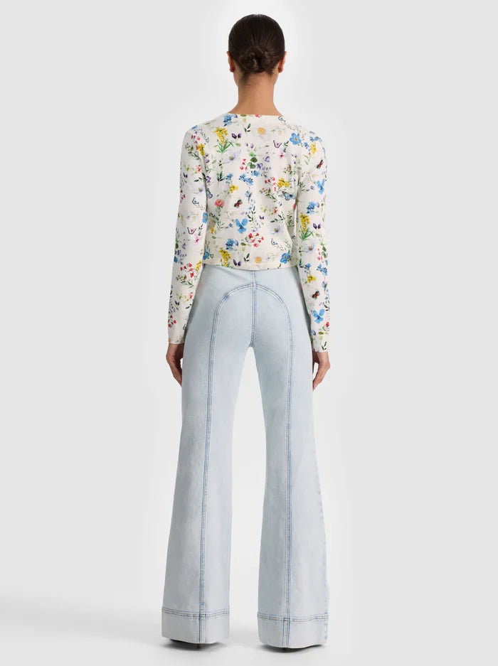 Carson Printed Cardigan - Twisting Vines Off White by Alice & Olivia — view 4