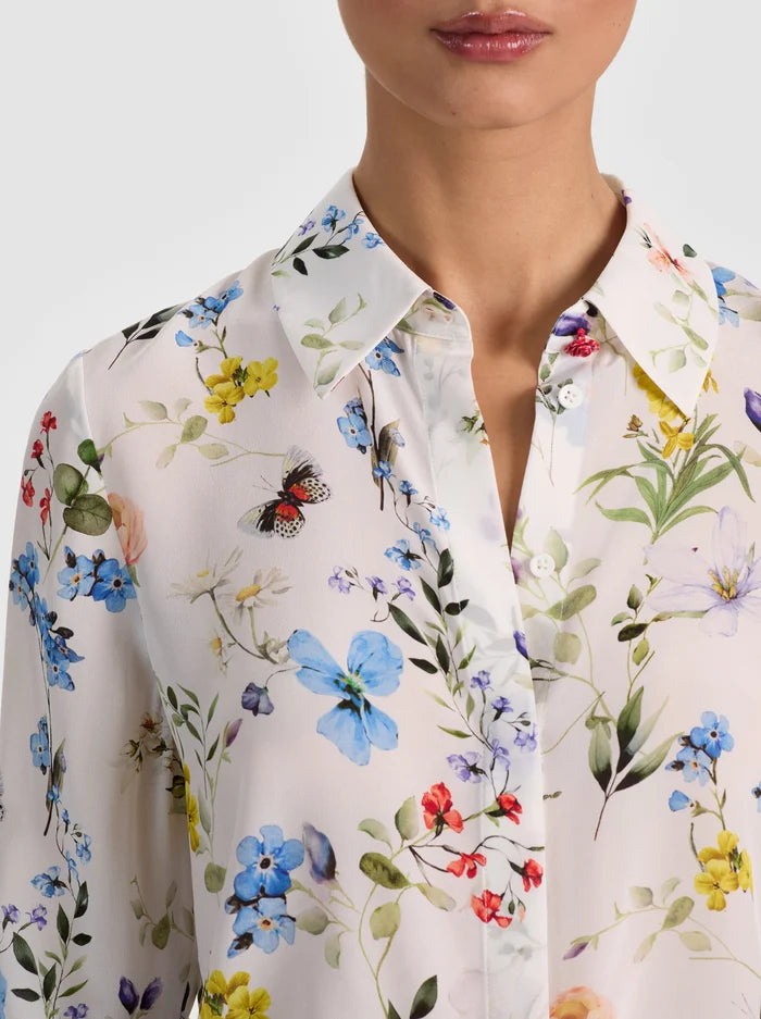 Willa Silk Blouse - Twisting Vines Off White by Alice & Olivia — alternate view