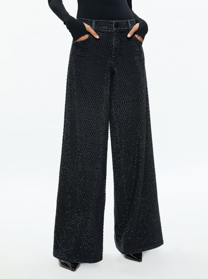 Trish Low Rise Embellished Baggy Jean - Charcoal Black by Alice & Olivia — alternate view