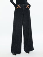 Trish Low Rise Embellished Baggy Jean - Charcoal Black by Alice & Olivia — alternate view