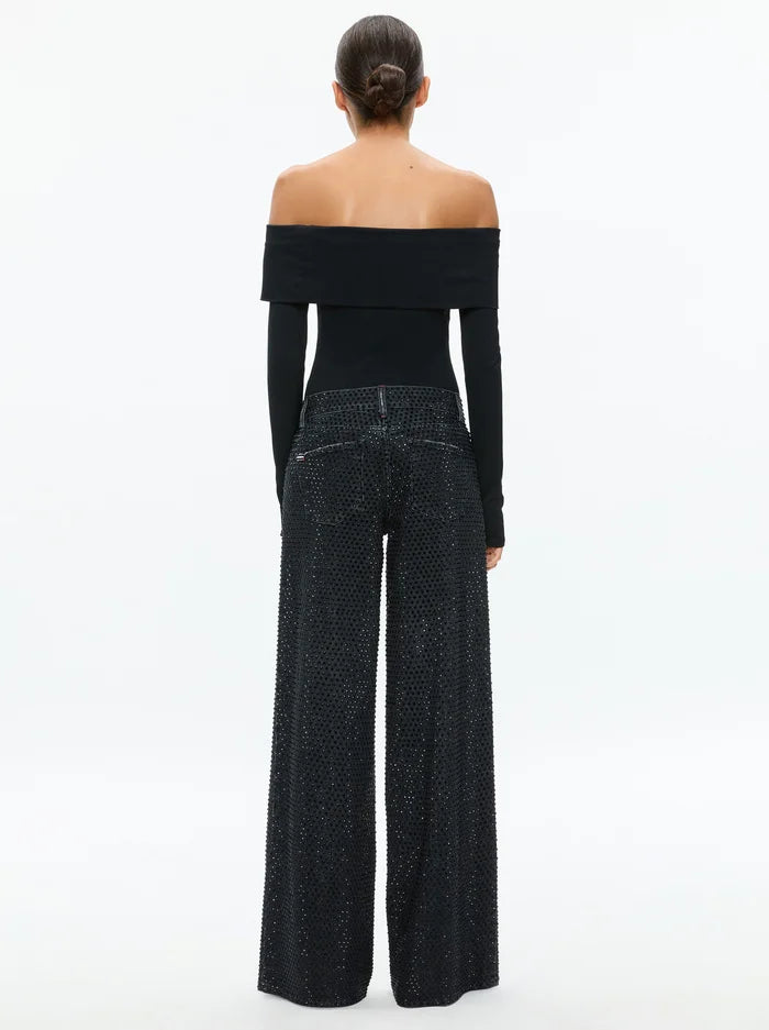 Trish Low Rise Embellished Baggy Jean - Charcoal Black by Alice & Olivia — view 3