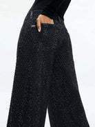 Trish Low Rise Embellished Baggy Jean - Charcoal Black by Alice & Olivia — view 4