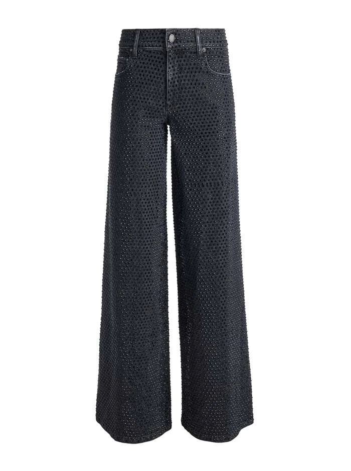 Trish Low Rise Embellished Baggy Jean - Charcoal Black by Alice & Olivia — view 5