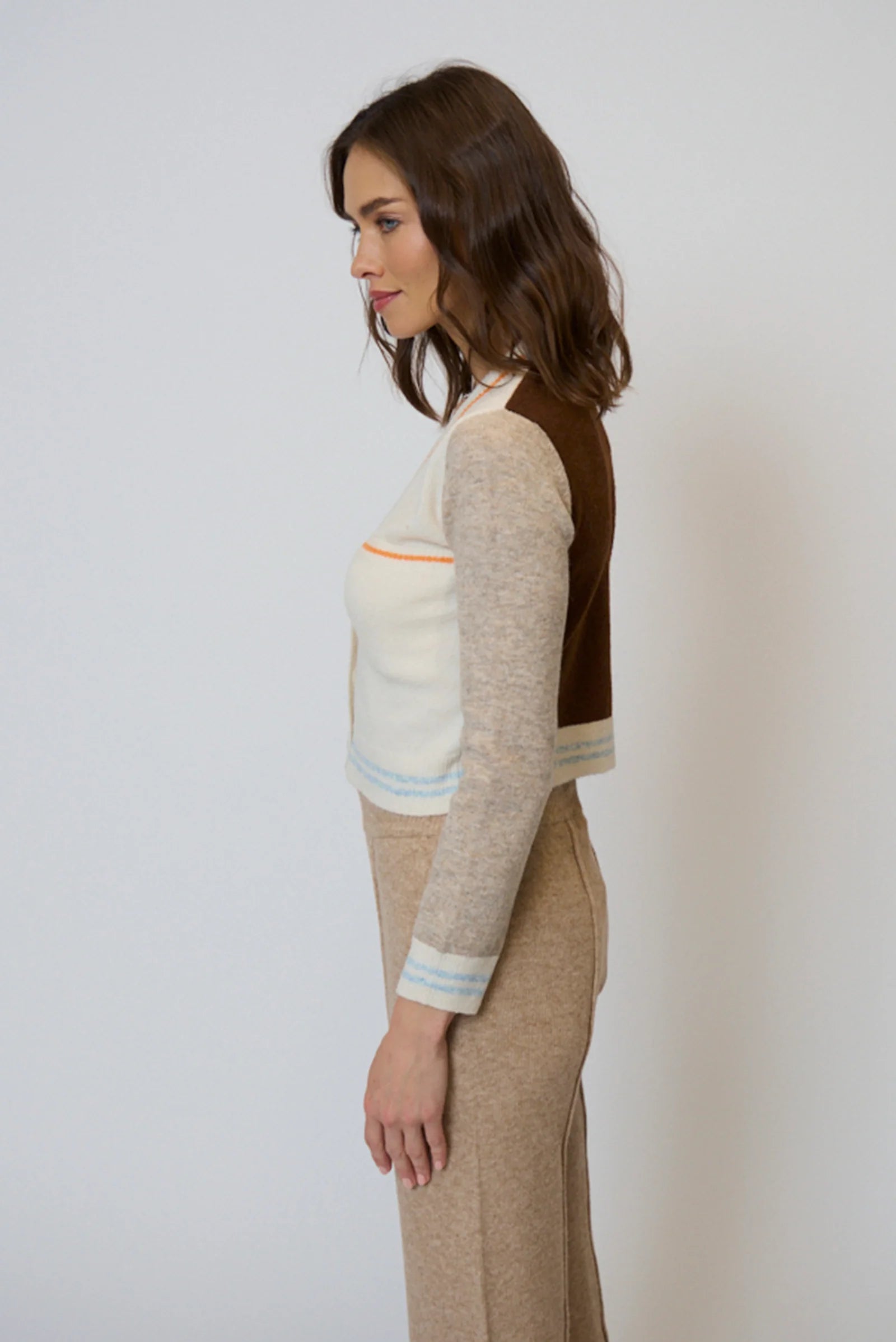 Ash Colorblocked Cardigan - Ivory Multi by Central Park West — alternate view