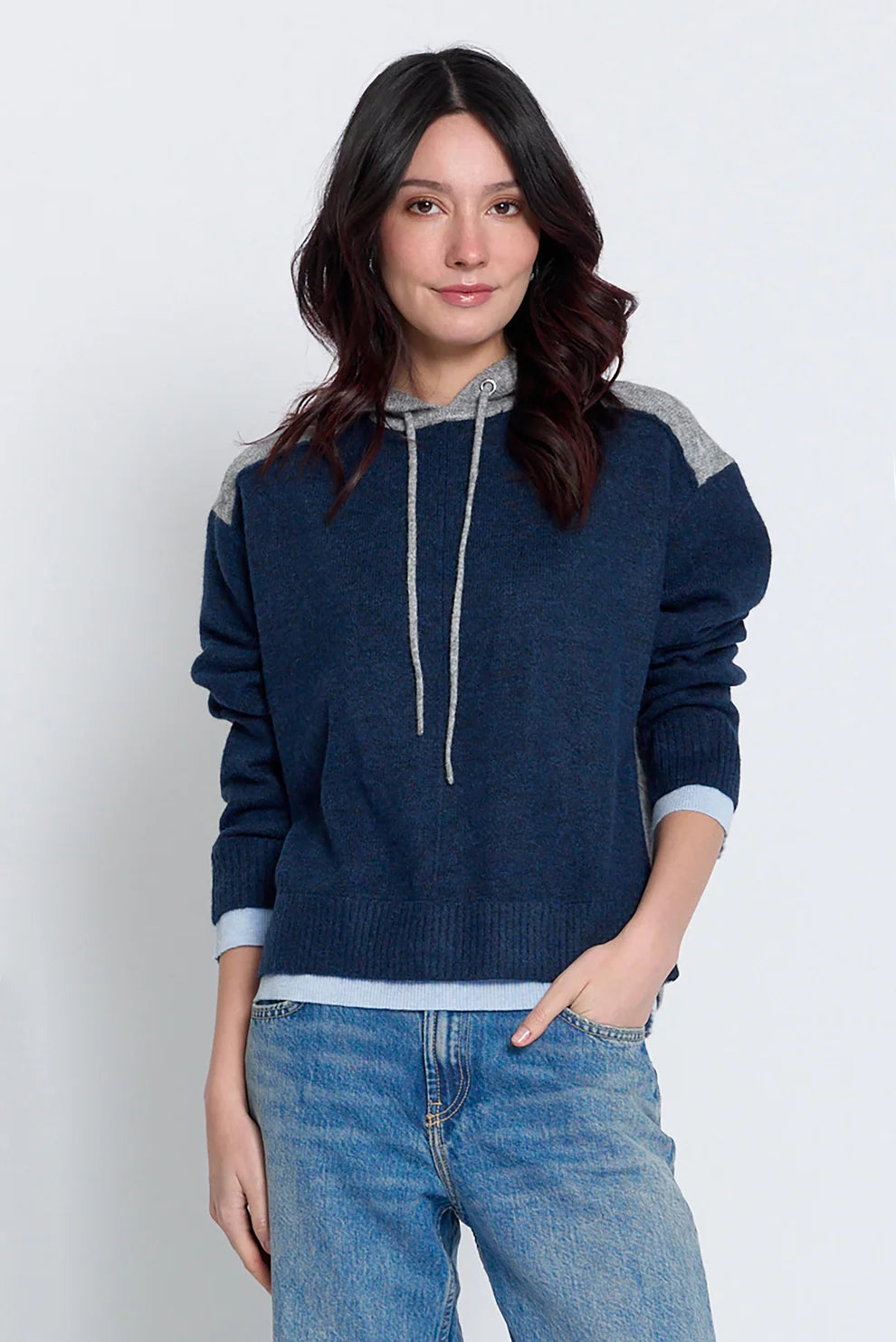Central Park West Isla Layered Hoodie - Blue Combo