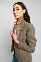 Central Park West Asher Mixed Plaid Riding Jacket - Khaki Mixed Plaid, view 4