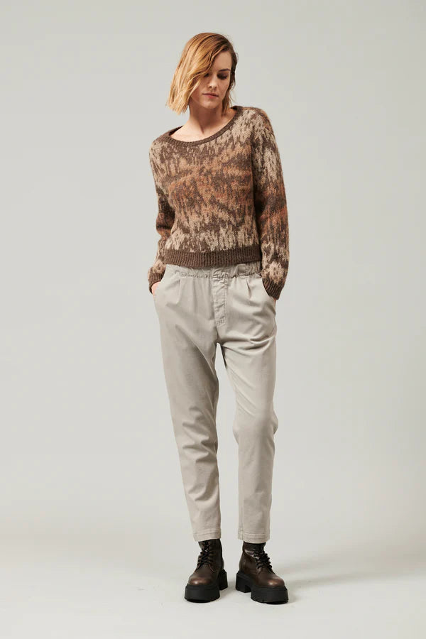 Crewneck Alpaca Mohair Yarn Sweater - Mocha by Tandem — view 4