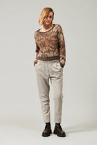 Crewneck Alpaca Mohair Yarn Sweater - Mocha by Tandem — view 4