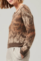 Crewneck Alpaca Mohair Yarn Sweater - Mocha by Tandem — view 3