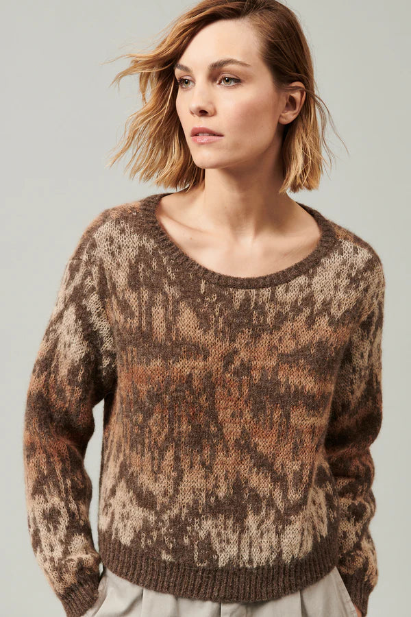 Crewneck Alpaca Mohair Yarn Sweater - Mocha by Tandem | 25 South Boutiques