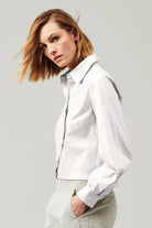 Stretch Cotton Poplin Shirt - Optical White by Tandem — alternate view