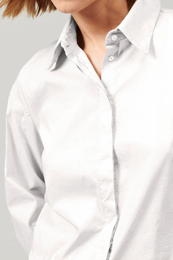 Stretch Cotton Poplin Shirt - Optical White by Tandem — view 3