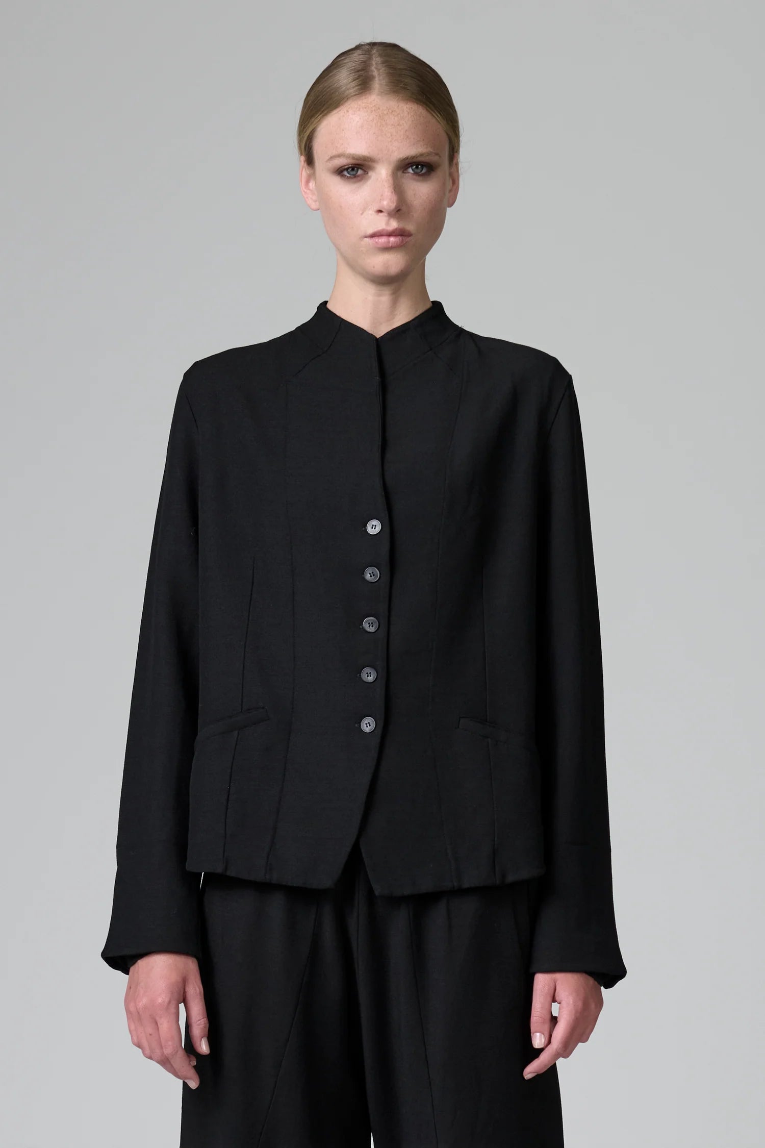 Stretch Wool Shaped Jacket - Black by Transit Par-Such | 25 South Boutiques