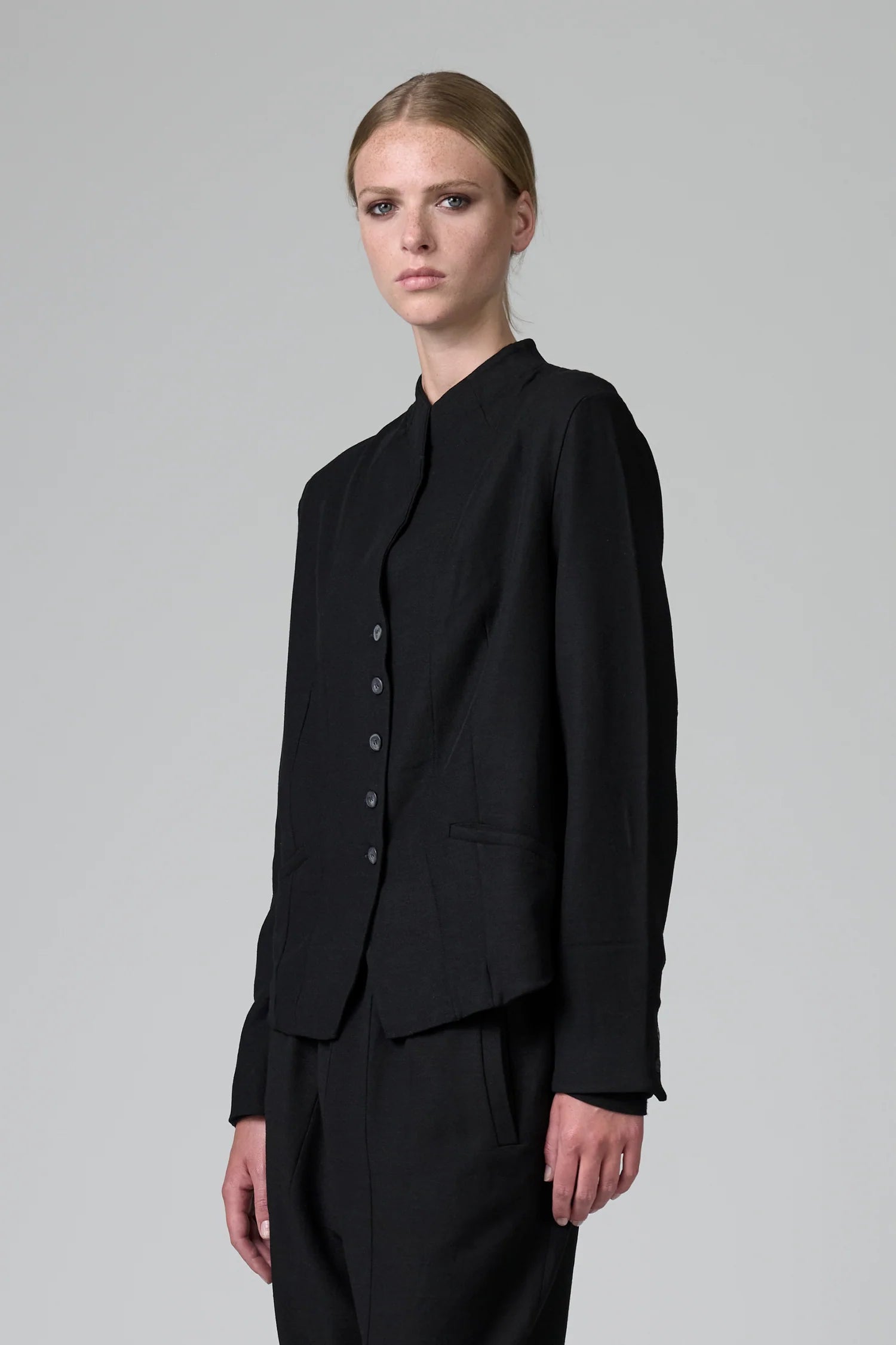 Stretch Wool Shaped Jacket - Black by Transit Par-Such — alternate view