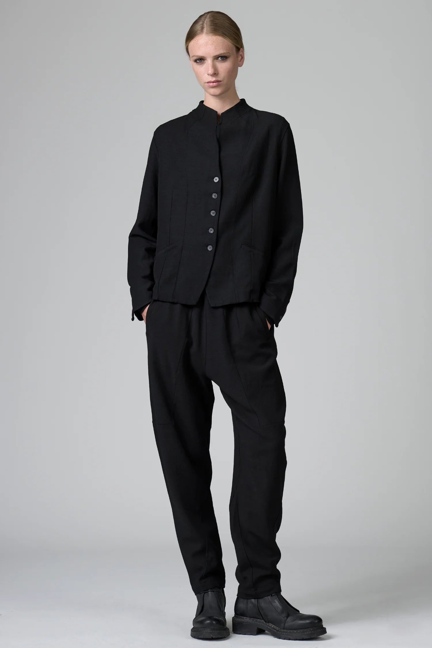 Stretch Wool Shaped Jacket - Black by Transit Par-Such — view 4