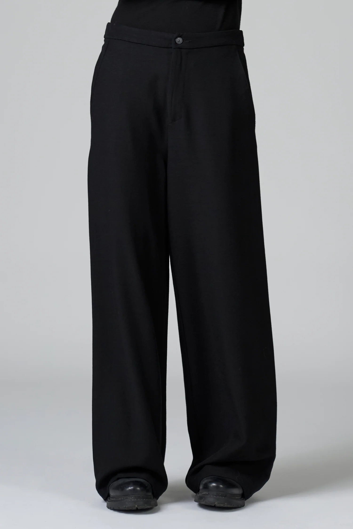 Stretch Wool Wide Leg Trousers - Black by Transit Par-Such — alternate view