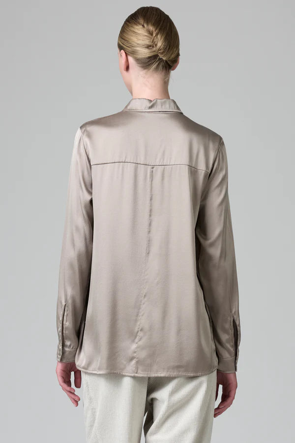 Regular Fit Stretch Silk Shirt - Stone by Transit Par-Such — view 3
