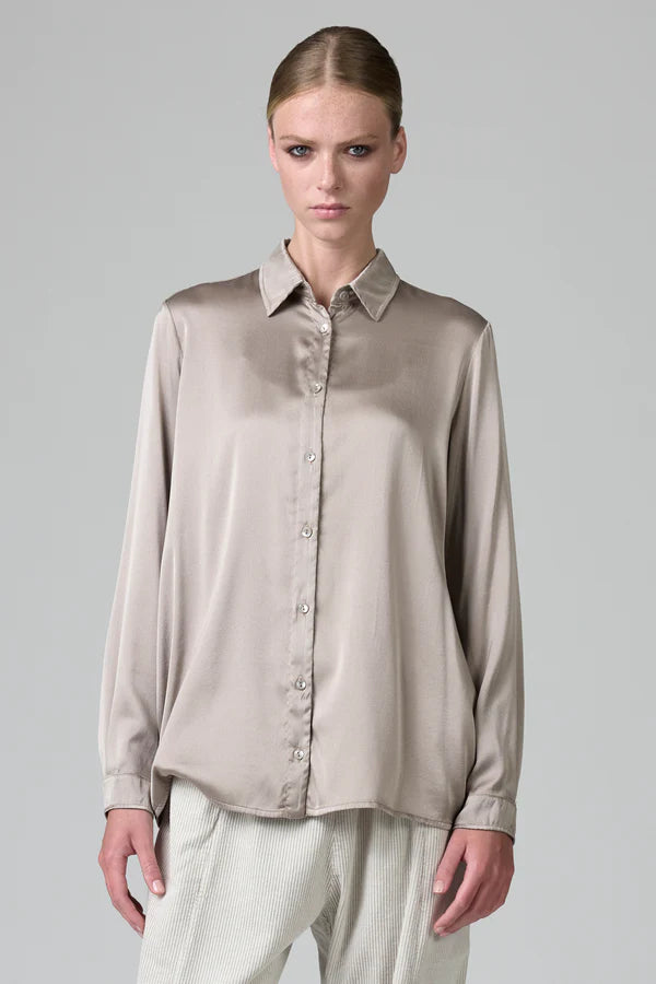 Regular Fit Stretch Silk Shirt - Stone by Transit Par-Such | 25 South Boutiques