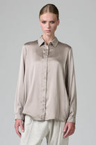 Regular Fit Stretch Silk Shirt - Stone by Transit Par-Such | 25 South Boutiques
