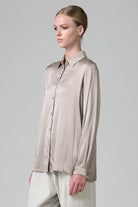Regular Fit Stretch Silk Shirt - Stone by Transit Par-Such — alternate view