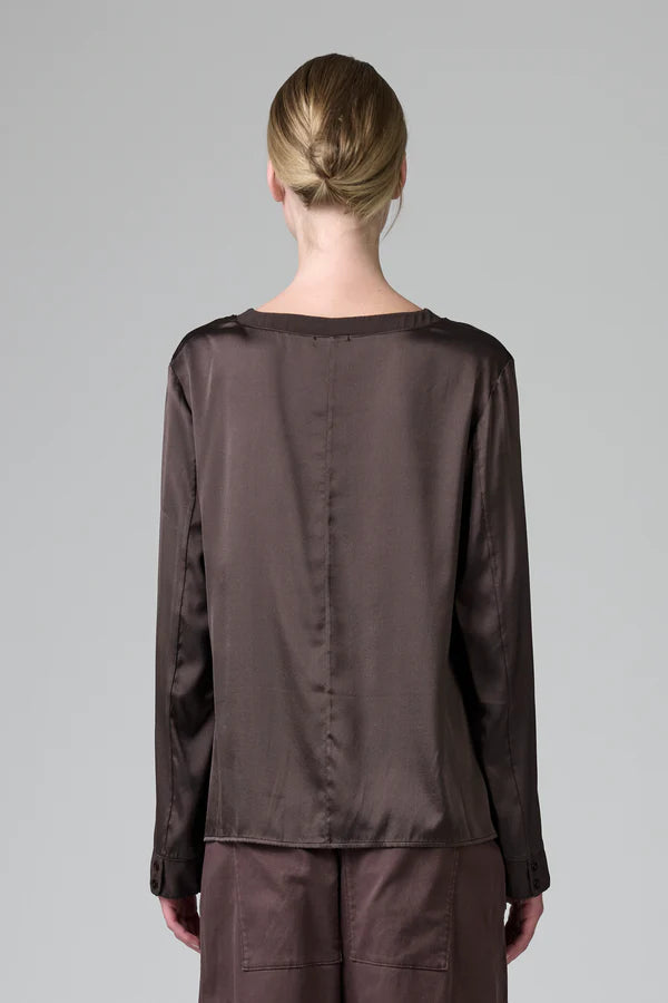 Comfort Fit Silk Georgette Collar Blouse - Merlot by Transit Par-Such — view 3