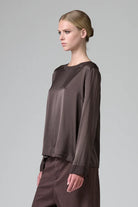 Comfort Fit Silk Georgette Collar Blouse - Merlot by Transit Par-Such — alternate view