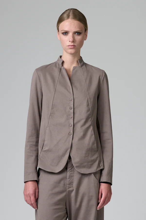 Mandarin Collar Jacket - Taupe by Transit Par-Such | 25 South Boutiques