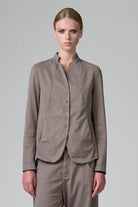 Mandarin Collar Jacket - Taupe by Transit Par-Such | 25 South Boutiques