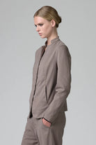 Mandarin Collar Jacket - Taupe by Transit Par-Such — view 3
