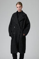 Oversized Double Breasted Bouclé Wool Knit Coat - Black by Transit Par-Such — alternate view