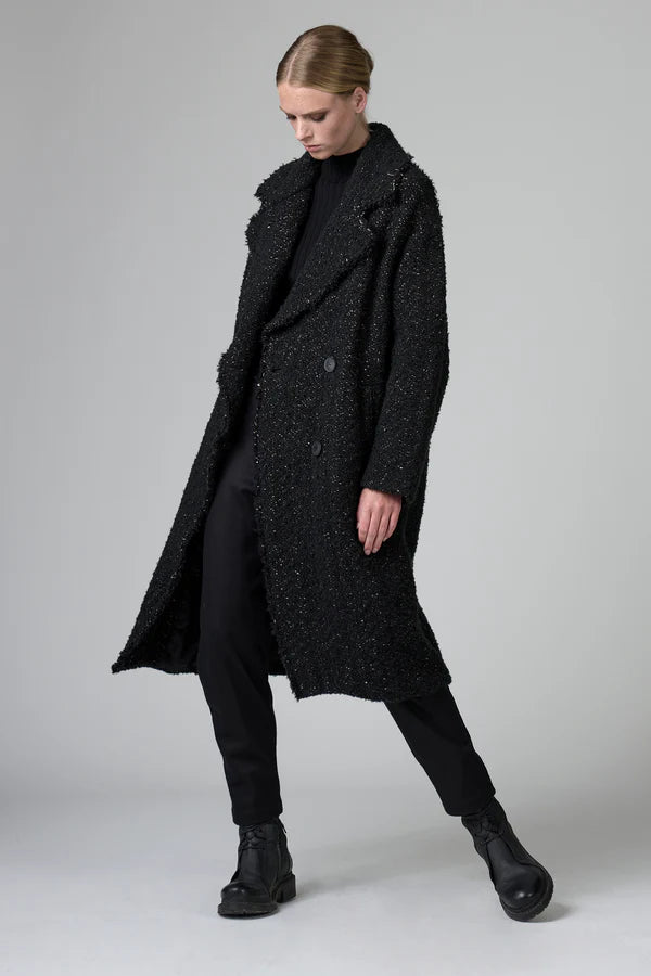 Oversized Double Breasted Bouclé Wool Knit Coat - Black by Transit Par-Such | 25 South Boutiques