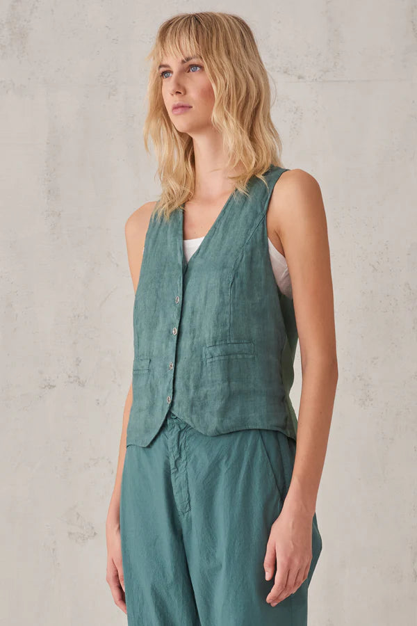 V Neck Linen Waistcoat - Octanium by Transit Par-Such — view 3