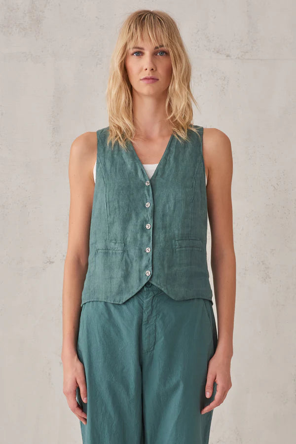 V Neck Linen Waistcoat - Octanium by Transit Par-Such | 25 South Boutiques