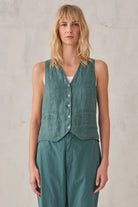 V Neck Linen Waistcoat - Octanium by Transit Par-Such | 25 South Boutiques