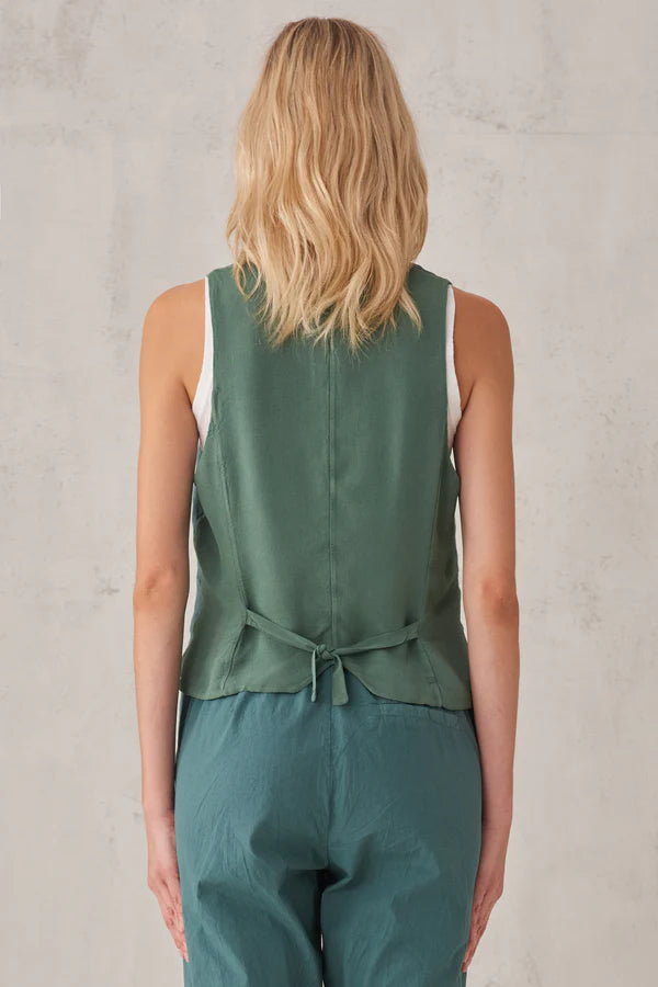 V Neck Linen Waistcoat - Octanium by Transit Par-Such — alternate view