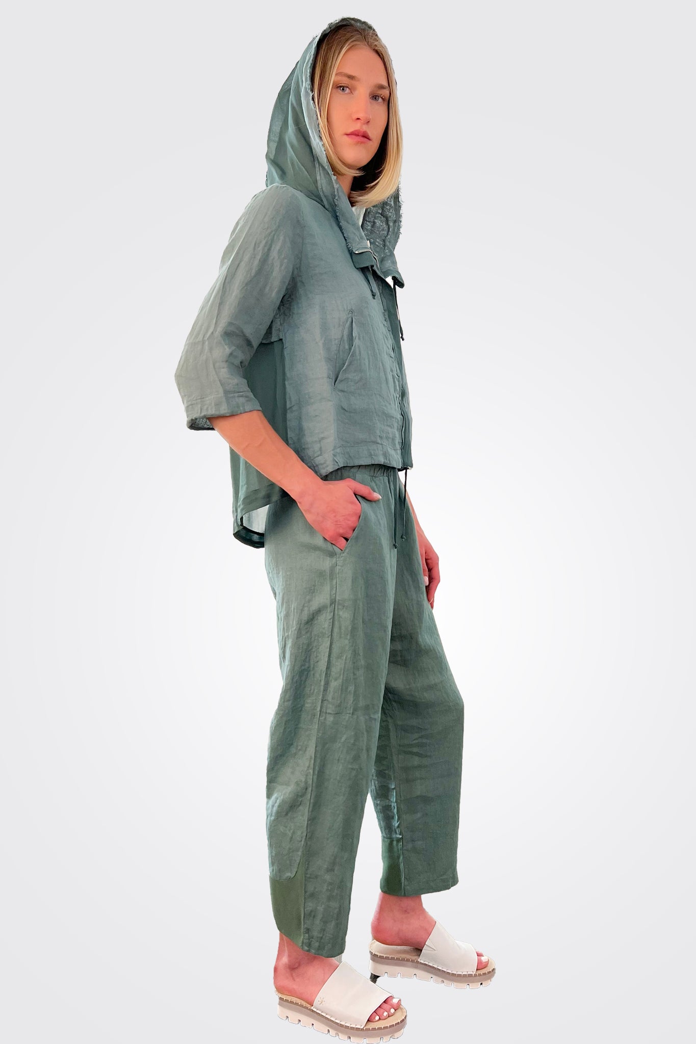 Linen Elastic Waist Trousers - Octanium by Transit Par-Such — alternate view