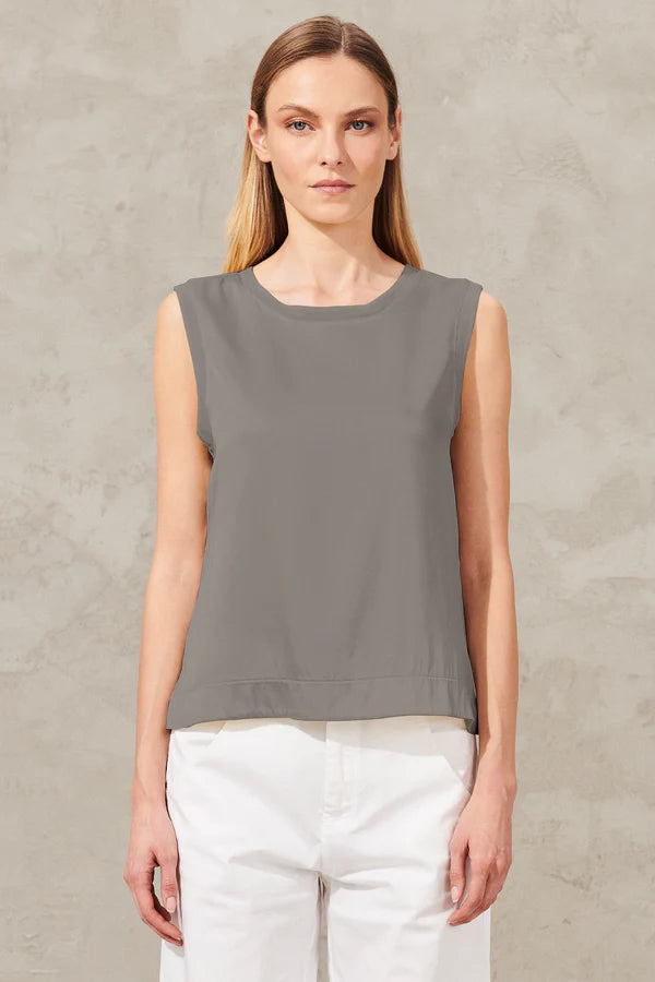 Stretch Silk Satin Tank - Grey by Transit Par-Such | 25 South Boutiques