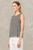 Stretch Silk Satin Tank - Grey by Transit Par-Such — view 3