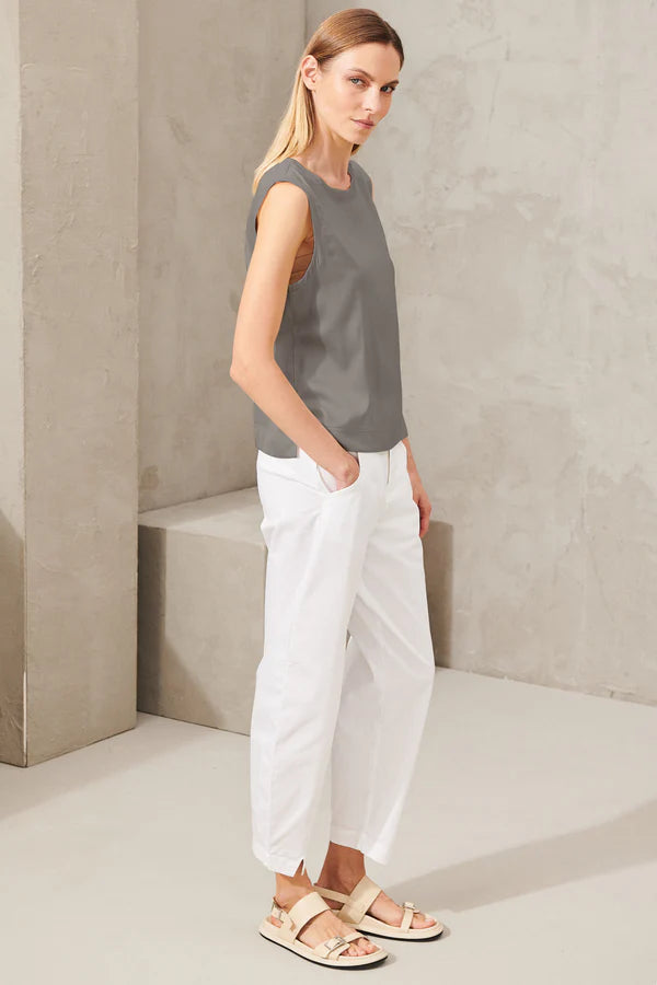 Stretch Silk Satin Tank - Grey by Transit Par-Such — view 4