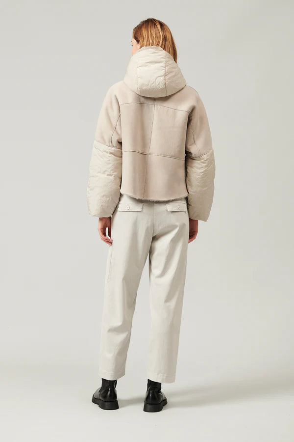 Zip Up Padded Sheepskin Jacket - Sand by Transit Par-Such — view 7