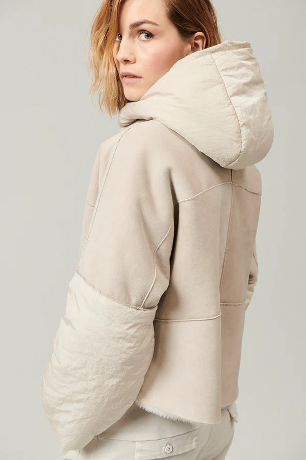 Zip Up Padded Sheepskin Jacket - Sand by Transit Par-Such — view 4