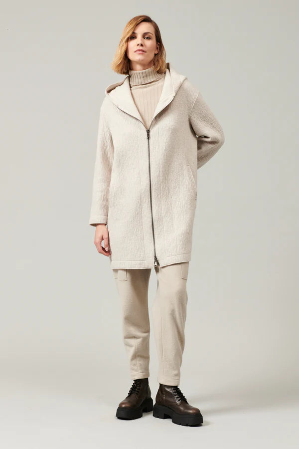 Comfort Fit Hooded Boiled Wool Jacket - Ice by Transit Par-Such — alternate view