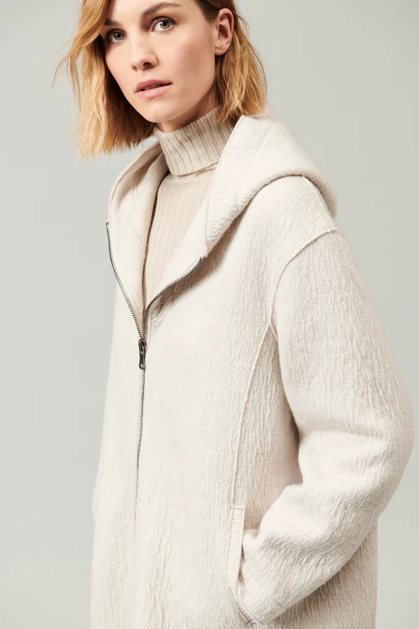 Comfort Fit Hooded Boiled Wool Jacket - Ice by Transit Par-Such — view 3