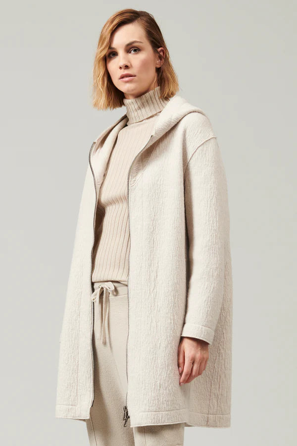 Comfort Fit Hooded Boiled Wool Jacket - Ice by Transit Par-Such | 25 South Boutiques