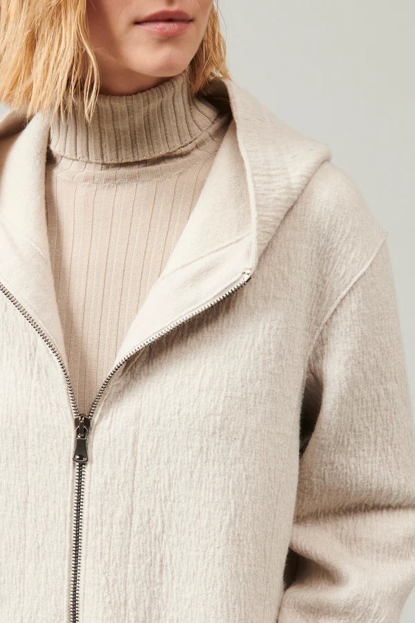 Comfort Fit Hooded Boiled Wool Jacket - Ice by Transit Par-Such — view 5