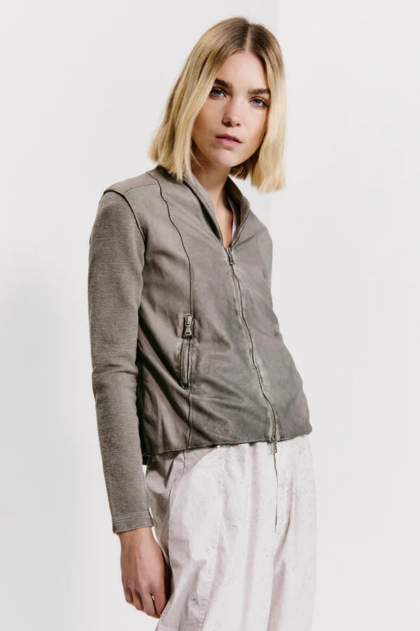 Slim Fit Zipped Short Jacket - Grey by Transit Par-Such — view 3