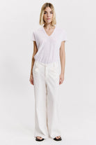 Wide Leg Frayed Bottom Trousers - Milk by Transit Par-Such — view 5
