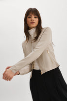 Chapin Reversible Leather Jacket - Bone / Gold by LAMARQUE — view 5
